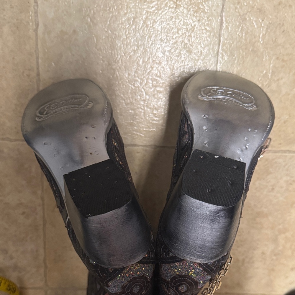 J.B. Dillon Embroidered Western Boots with Metallic Glitter Inlay Statement Co - Picture 8 of 10